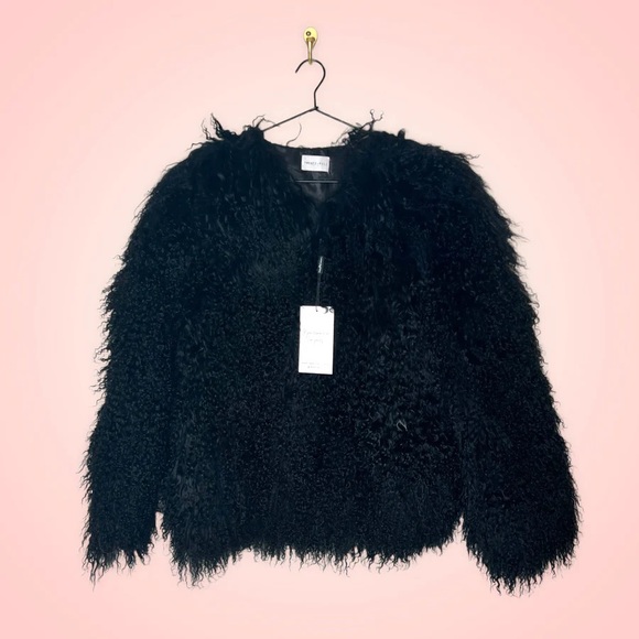 Nwt Twenty fall black genuine curly fur coat (Sz S) - Picture 1 of 5